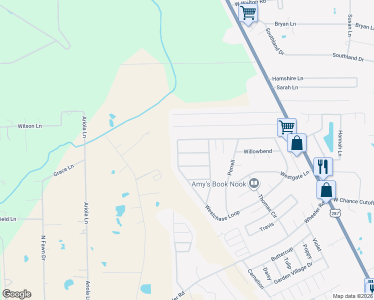 map of restaurants, bars, coffee shops, grocery stores, and more near 5415 Westchase Loop in Lumberton