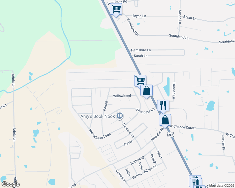 map of restaurants, bars, coffee shops, grocery stores, and more near 5235 Westchase Loop in Lumberton