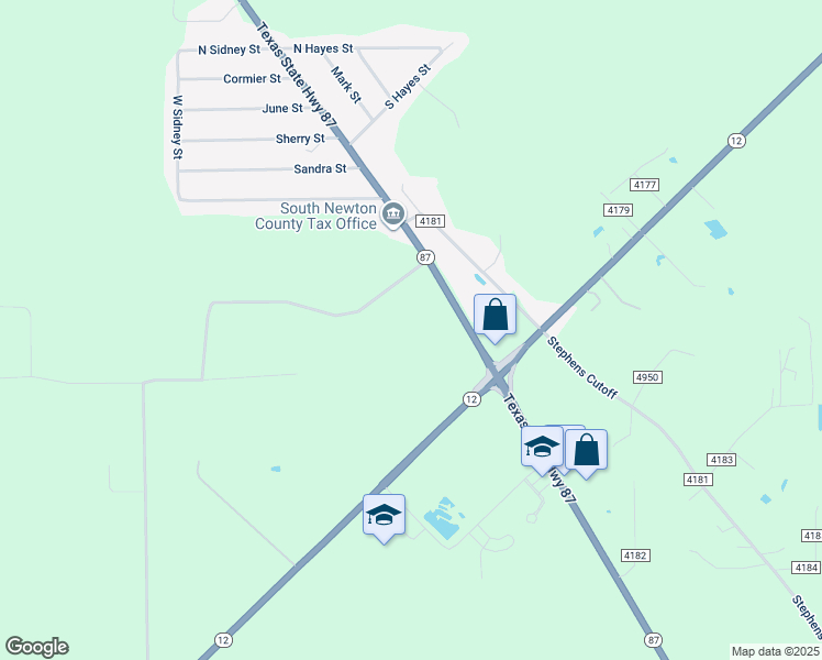 map of restaurants, bars, coffee shops, grocery stores, and more near 42698 State Highway 87 in Orange
