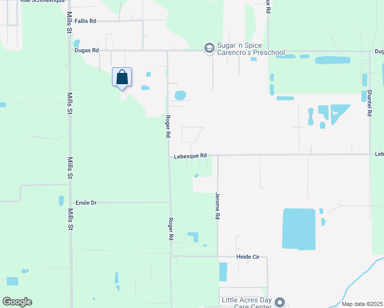 map of restaurants, bars, coffee shops, grocery stores, and more near 1104 Lebesque Road in Lafayette