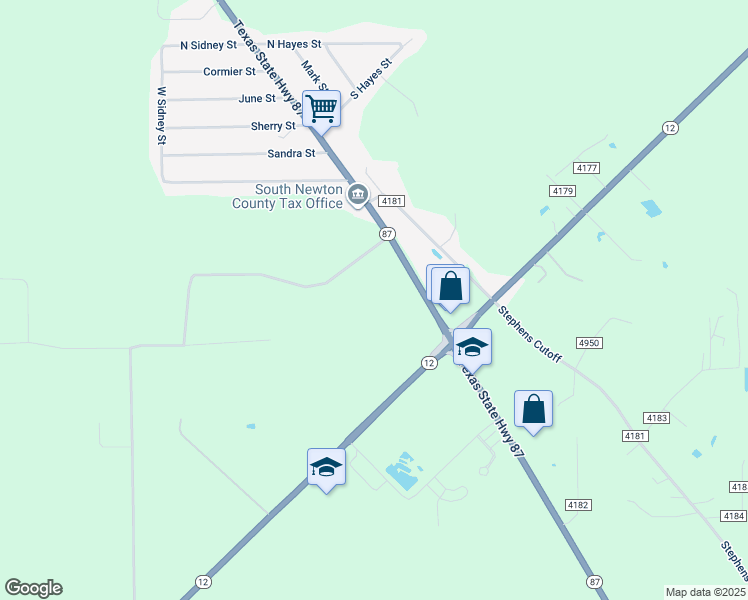 map of restaurants, bars, coffee shops, grocery stores, and more near 42698 State Highway 87 in Orange