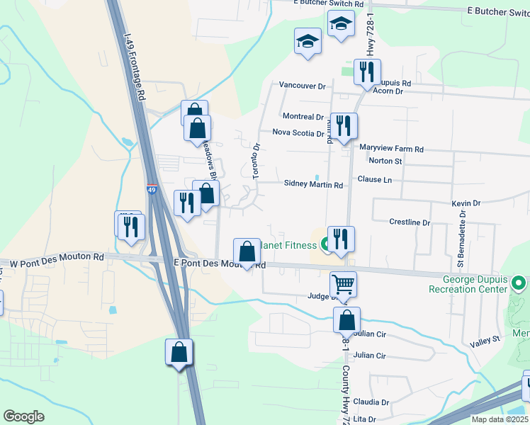 map of restaurants, bars, coffee shops, grocery stores, and more near 12 Morning Glory Square in Lafayette