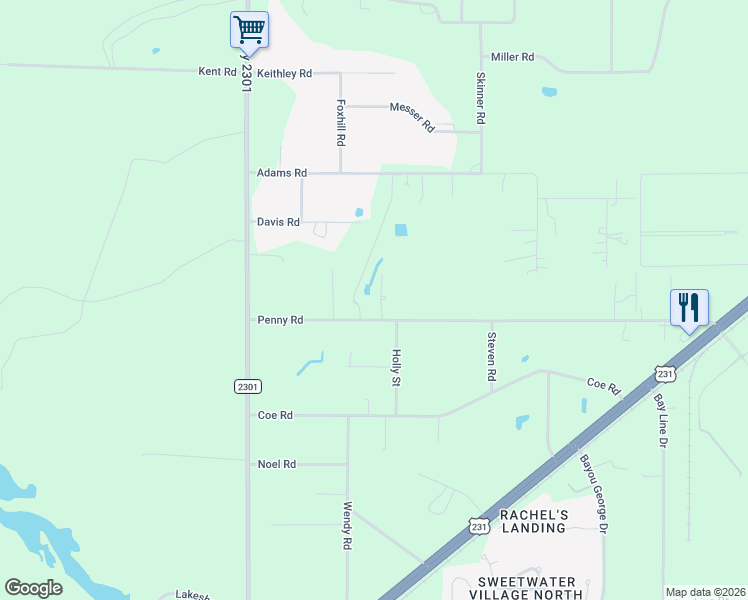 map of restaurants, bars, coffee shops, grocery stores, and more near 6937 Penny Road in Panama City
