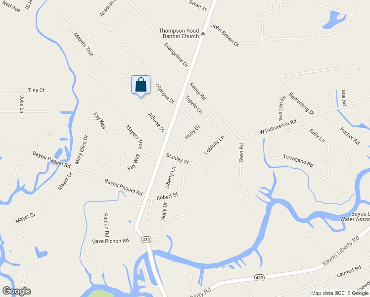 map of restaurants, bars, coffee shops, grocery stores, and more near 58408 Holly Drive in Slidell