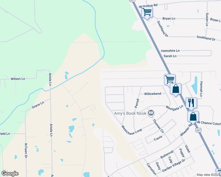 map of restaurants, bars, coffee shops, grocery stores, and more near 5445 Westchase Loop in Lumberton