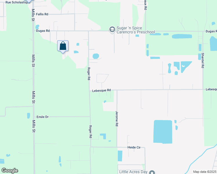 map of restaurants, bars, coffee shops, grocery stores, and more near 1104 Lebesque Road in Lafayette