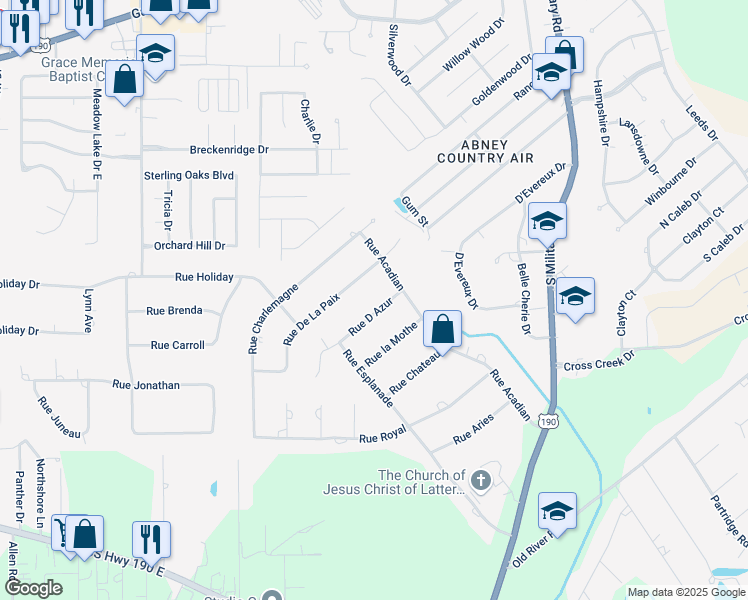 map of restaurants, bars, coffee shops, grocery stores, and more near 151 Rue Dazur in Slidell