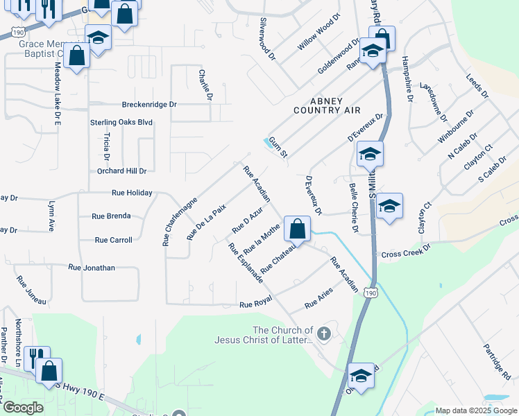 map of restaurants, bars, coffee shops, grocery stores, and more near 151 Rue Dazur in Slidell