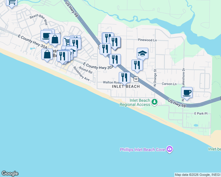 map of restaurants, bars, coffee shops, grocery stores, and more near 293 Winston Lane in Walton County