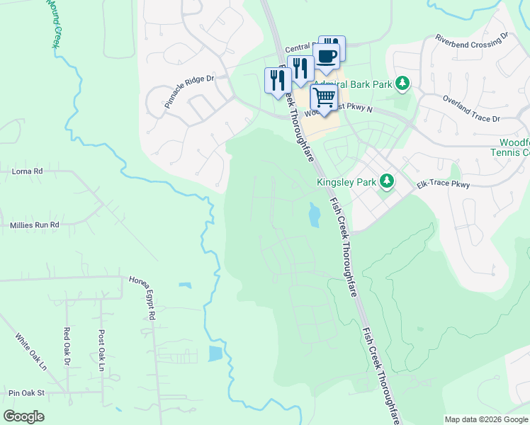 map of restaurants, bars, coffee shops, grocery stores, and more near Berwick Lane in Montgomery