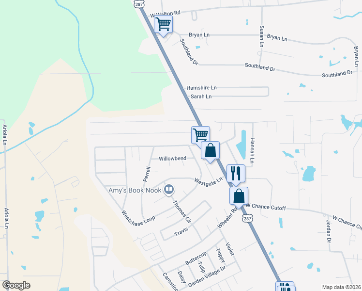 map of restaurants, bars, coffee shops, grocery stores, and more near 5415 Westchase Loop in Lumberton