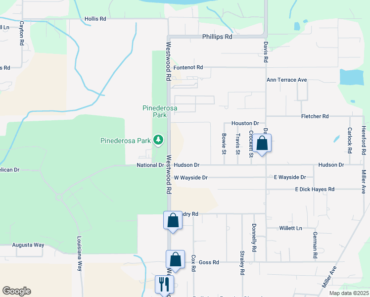 map of restaurants, bars, coffee shops, grocery stores, and more near 721 Hudson Drive in Westlake
