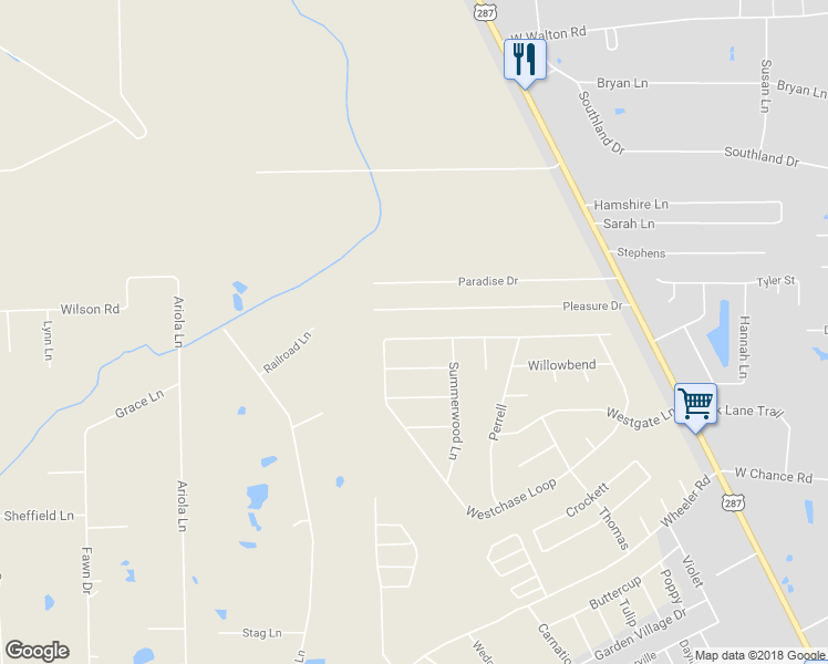 map of restaurants, bars, coffee shops, grocery stores, and more near 5430 Westchase Loop in Lumberton
