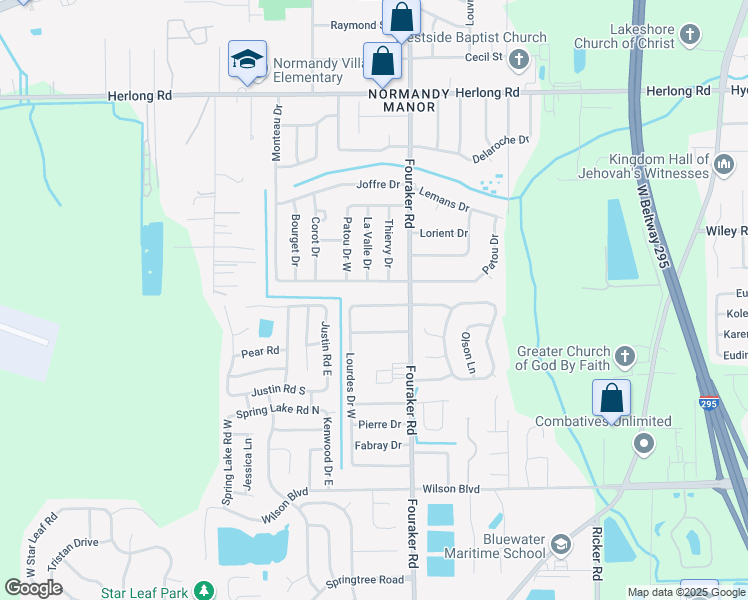 map of restaurants, bars, coffee shops, grocery stores, and more near 8059 Lourdes Drive North in Jacksonville