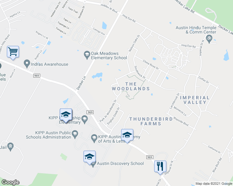 map of restaurants, bars, coffee shops, grocery stores, and more near 9012 Postvine Drive in Austin