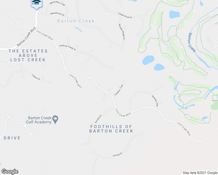 map of restaurants, bars, coffee shops, grocery stores, and more near 3664 Lost Creek Boulevard in Austin