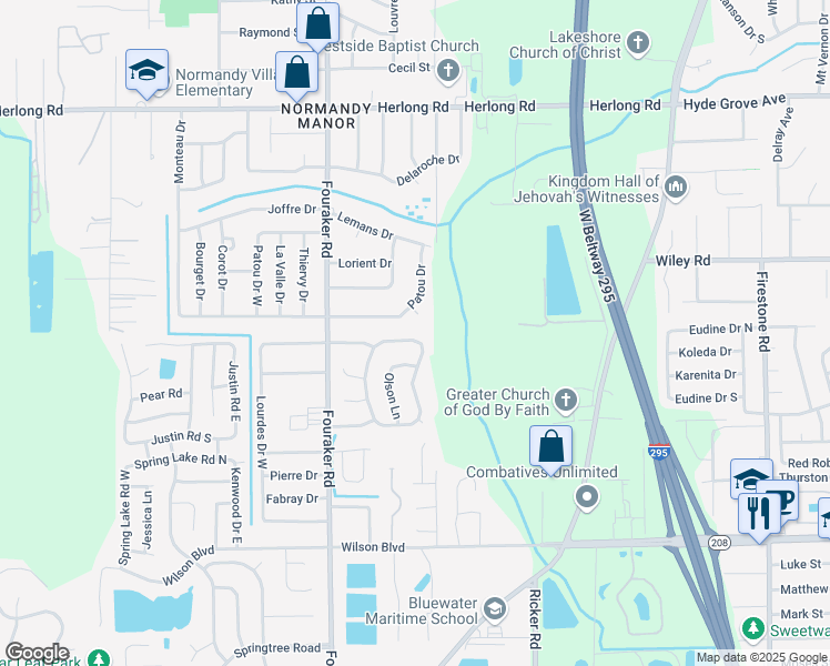 map of restaurants, bars, coffee shops, grocery stores, and more near 7917 Winterwood Circle North in Jacksonville