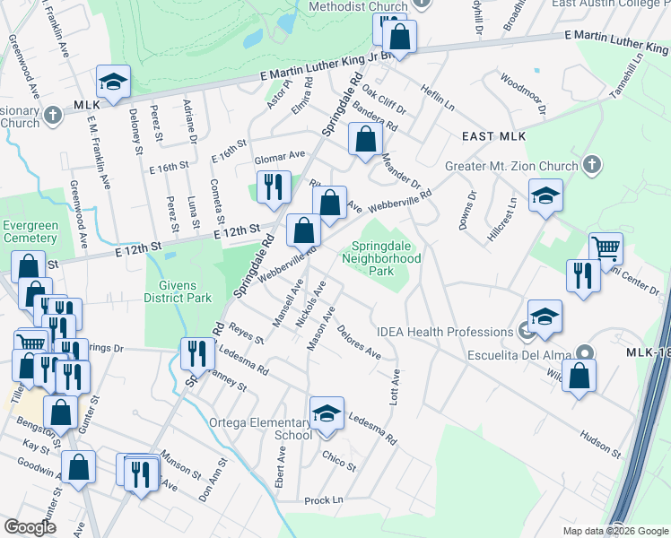 map of restaurants, bars, coffee shops, grocery stores, and more near in Austin