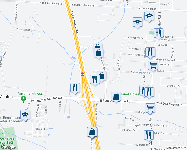 map of restaurants, bars, coffee shops, grocery stores, and more near 24 Larkspur Lane in Lafayette