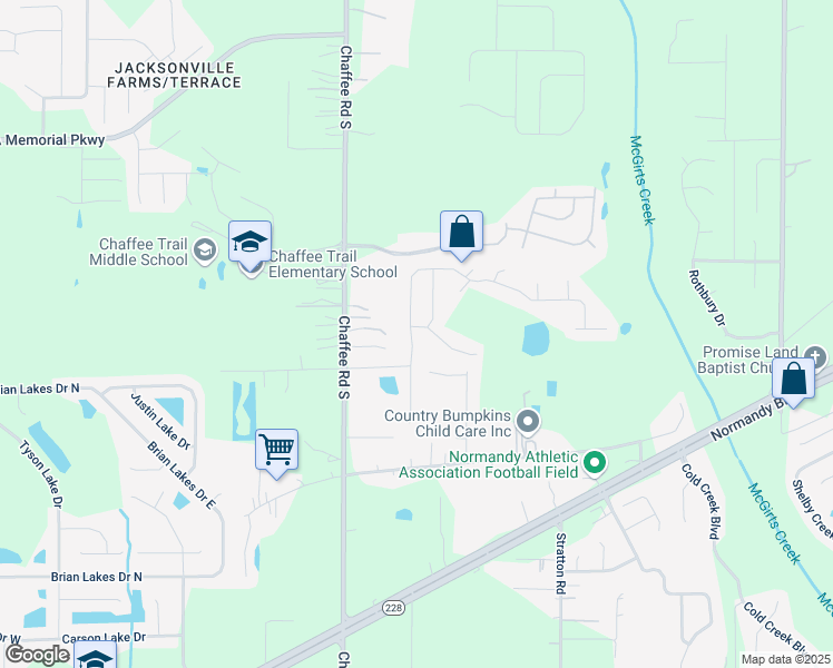 map of restaurants, bars, coffee shops, grocery stores, and more near 11096 Arrowbrook Lane in Jacksonville