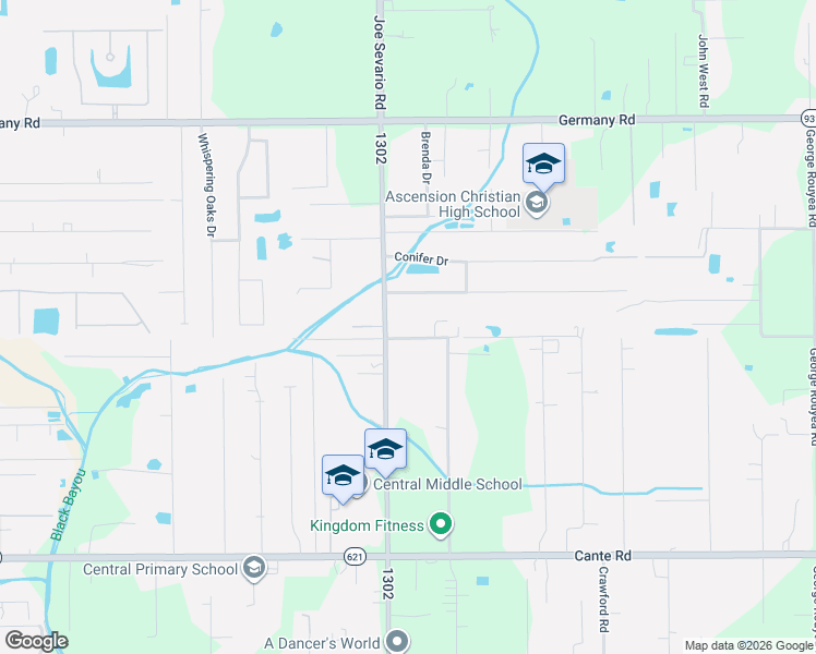 map of restaurants, bars, coffee shops, grocery stores, and more near 41054 J D Gautreau Road in Gonzales