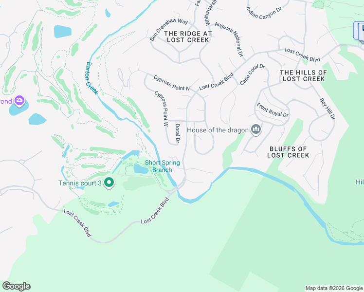 map of restaurants, bars, coffee shops, grocery stores, and more near 2321 Cypress Point West in Austin