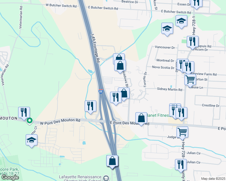 map of restaurants, bars, coffee shops, grocery stores, and more near 24 Larkspur Lane in Lafayette