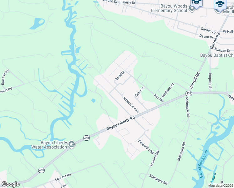 map of restaurants, bars, coffee shops, grocery stores, and more near 261 Jefferson Avenue in Slidell