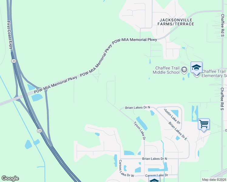 map of restaurants, bars, coffee shops, grocery stores, and more near 2016 April Oaks Drive in Jacksonville
