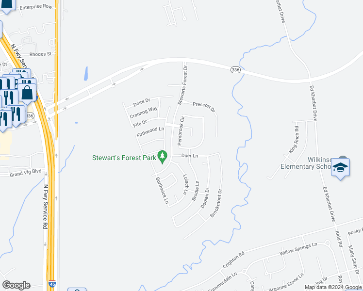 map of restaurants, bars, coffee shops, grocery stores, and more near 1811 Pembrook Circle in Conroe