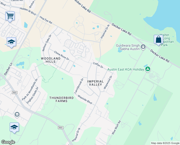 map of restaurants, bars, coffee shops, grocery stores, and more near 5701 Bitterwood Drive in Austin