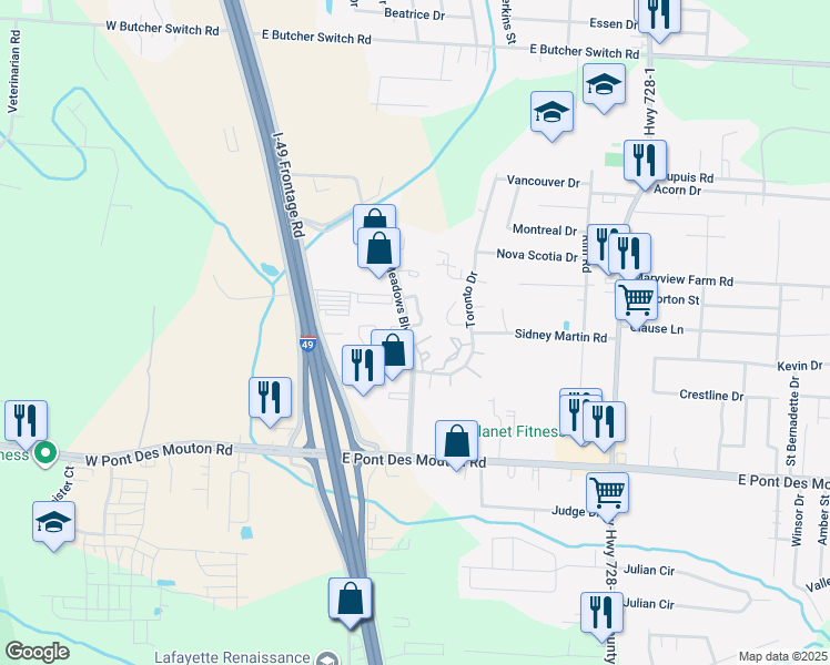map of restaurants, bars, coffee shops, grocery stores, and more near 24 Larkspur Lane in Lafayette