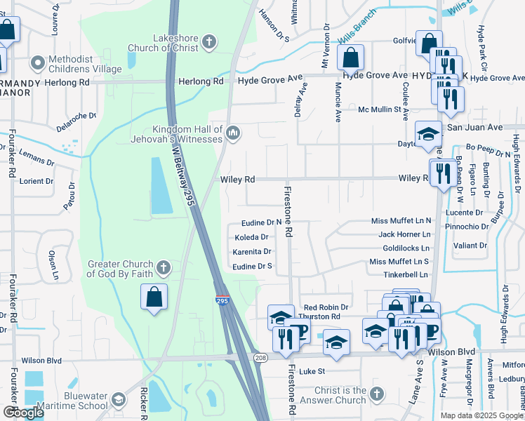 map of restaurants, bars, coffee shops, grocery stores, and more near 7144 Conant Avenue in Jacksonville