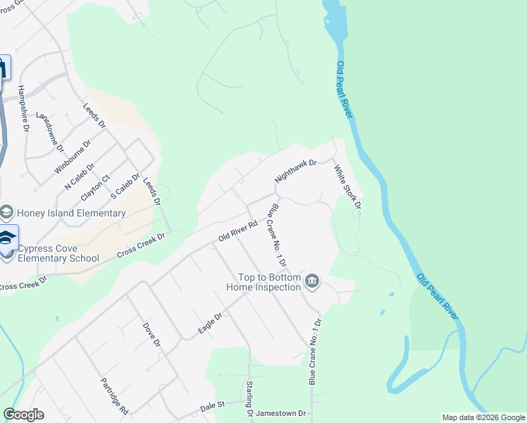 map of restaurants, bars, coffee shops, grocery stores, and more near 2050 Old River Road in Slidell