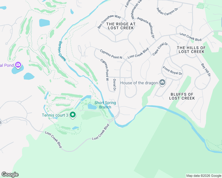 map of restaurants, bars, coffee shops, grocery stores, and more near 2303 Cypress Point West in Austin
