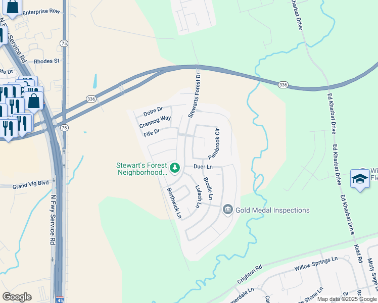 map of restaurants, bars, coffee shops, grocery stores, and more near 1811 Pembrook Circle in Conroe