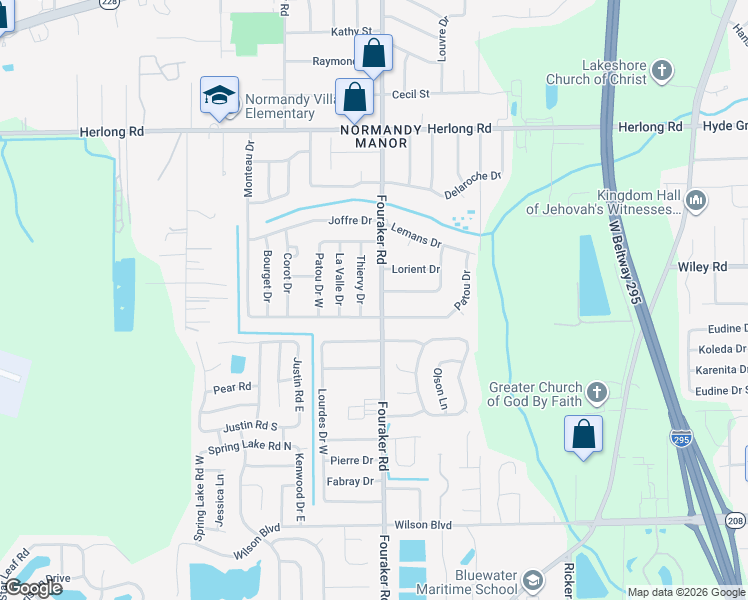 map of restaurants, bars, coffee shops, grocery stores, and more near 2252 Fouraker Road in Jacksonville