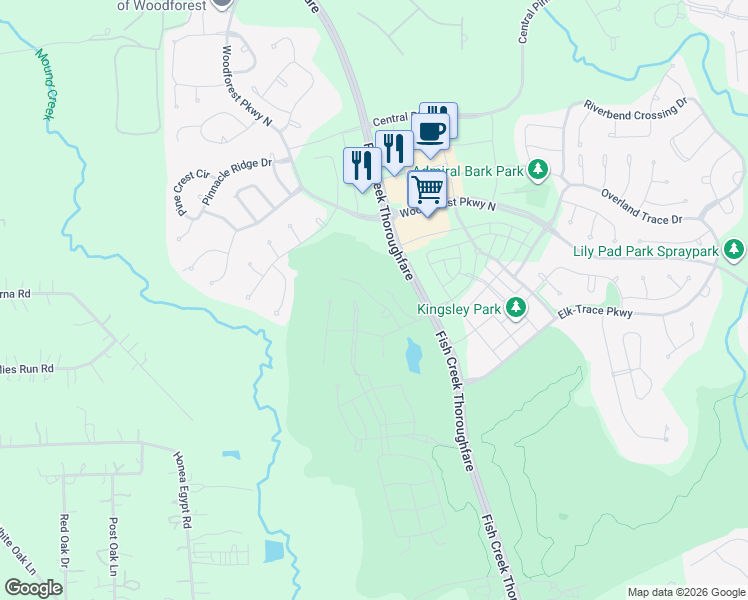 map of restaurants, bars, coffee shops, grocery stores, and more near Huntington Park Drive in Montgomery County