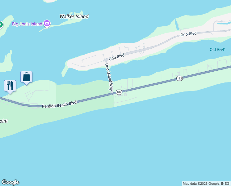 map of restaurants, bars, coffee shops, grocery stores, and more near 28505 Perdido Beach Boulevard in Orange Beach