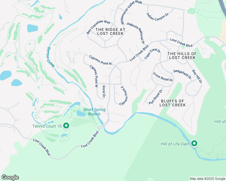 map of restaurants, bars, coffee shops, grocery stores, and more near 2331 Cypress Point West in Austin