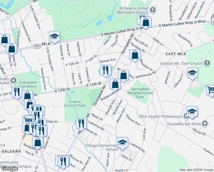 map of restaurants, bars, coffee shops, grocery stores, and more near in Austin