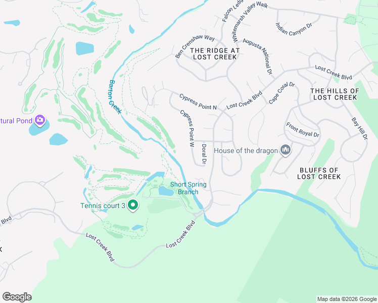 map of restaurants, bars, coffee shops, grocery stores, and more near 2104 Cypress Point West in Austin