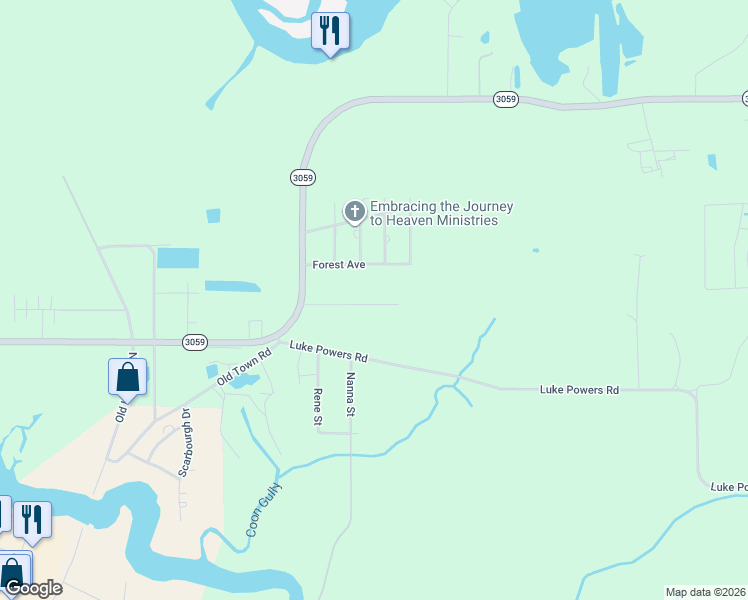 map of restaurants, bars, coffee shops, grocery stores, and more near 3340 Burson Road in Lake Charles