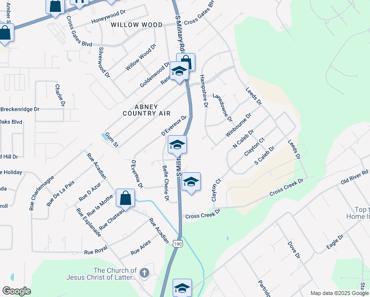 map of restaurants, bars, coffee shops, grocery stores, and more near 460 South Military Road in Slidell