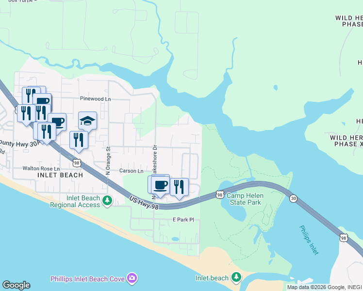 map of restaurants, bars, coffee shops, grocery stores, and more near 16 High Ridge Circle in Walton County