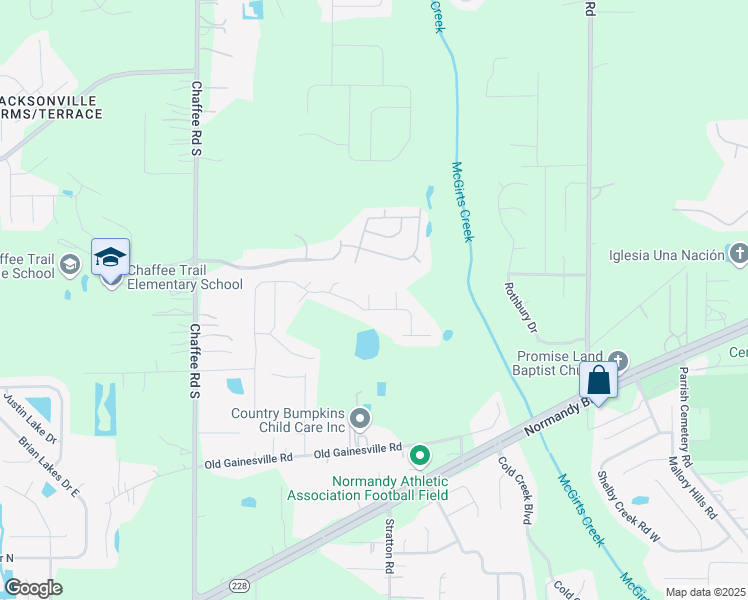 map of restaurants, bars, coffee shops, grocery stores, and more near 2217 Angelcreek Court in Jacksonville