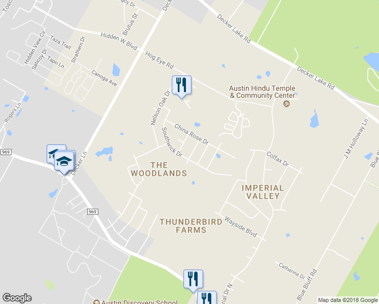 map of restaurants, bars, coffee shops, grocery stores, and more near 5712 Glowing Star Trail in Austin