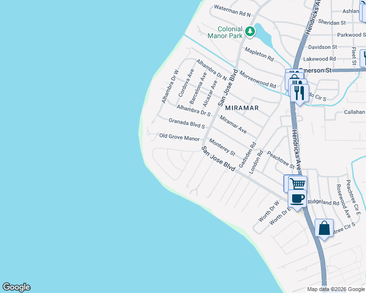 map of restaurants, bars, coffee shops, grocery stores, and more near 938 Old Grove Manor in Jacksonville