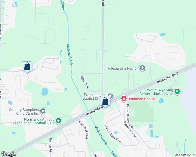 map of restaurants, bars, coffee shops, grocery stores, and more near 2133 Timber Creek Court South in Jacksonville