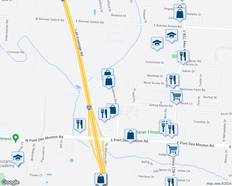 map of restaurants, bars, coffee shops, grocery stores, and more near 1 Larkspur Lane in Lafayette